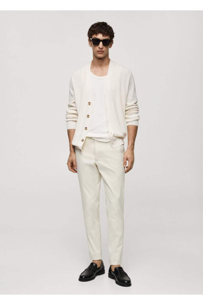 Dar Kesim Serj Chino Pantolon-Açık/Pastel Gri - 2