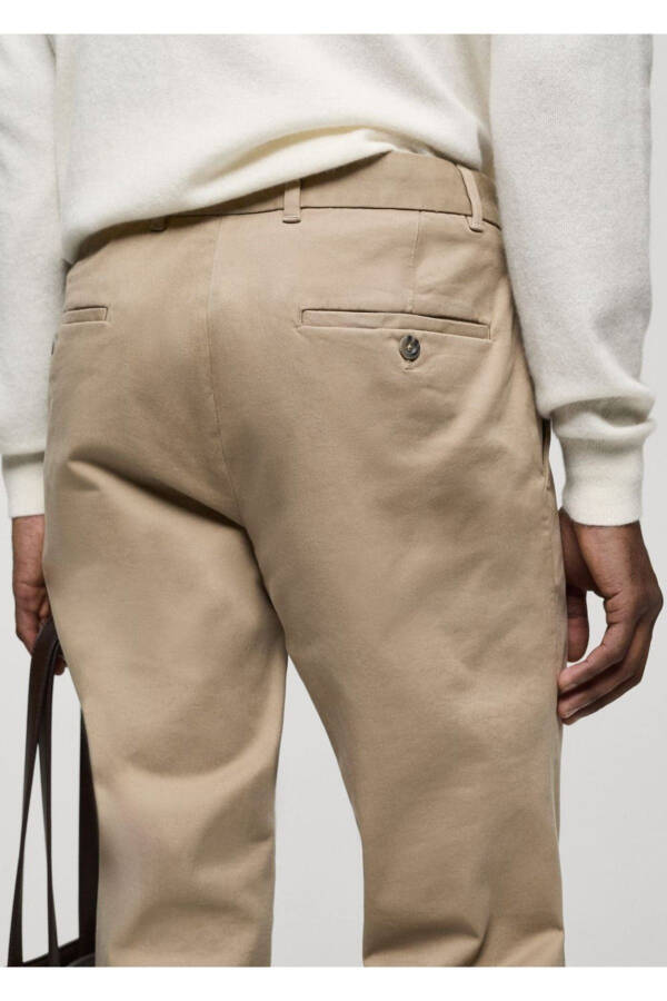 Dar kesim serj chino pantolon-Bej - 2