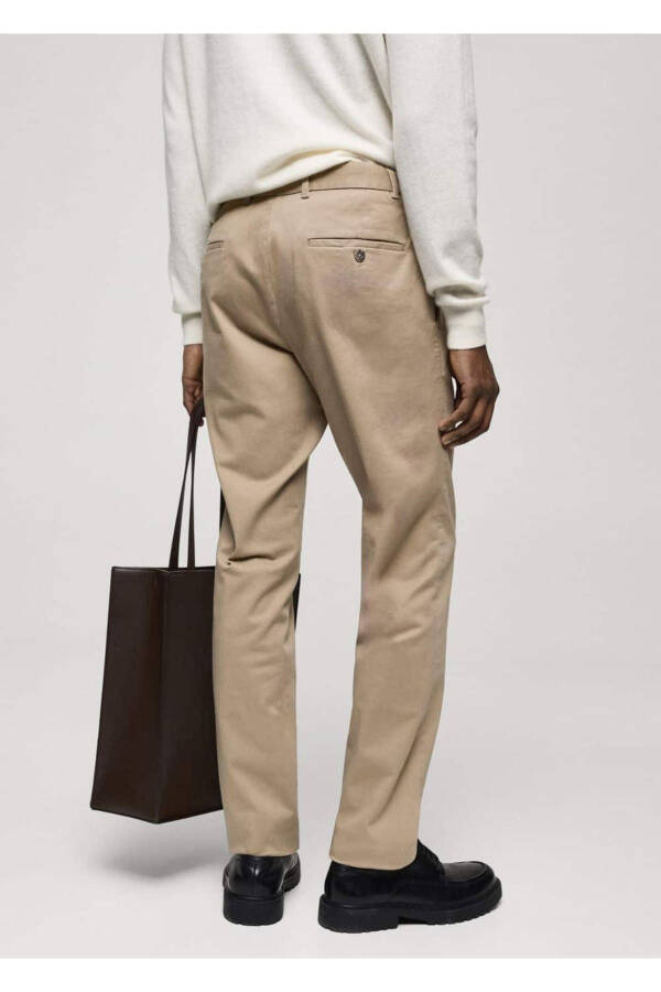 Dar kesim serj chino pantolon-Bej - 6