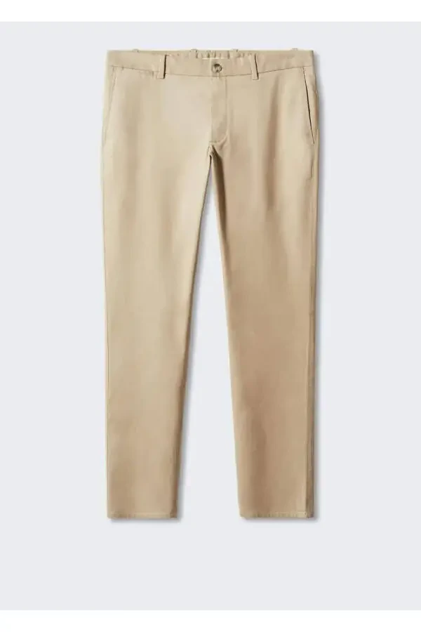 Dar kesim serj chino pantolon-Bej - 3