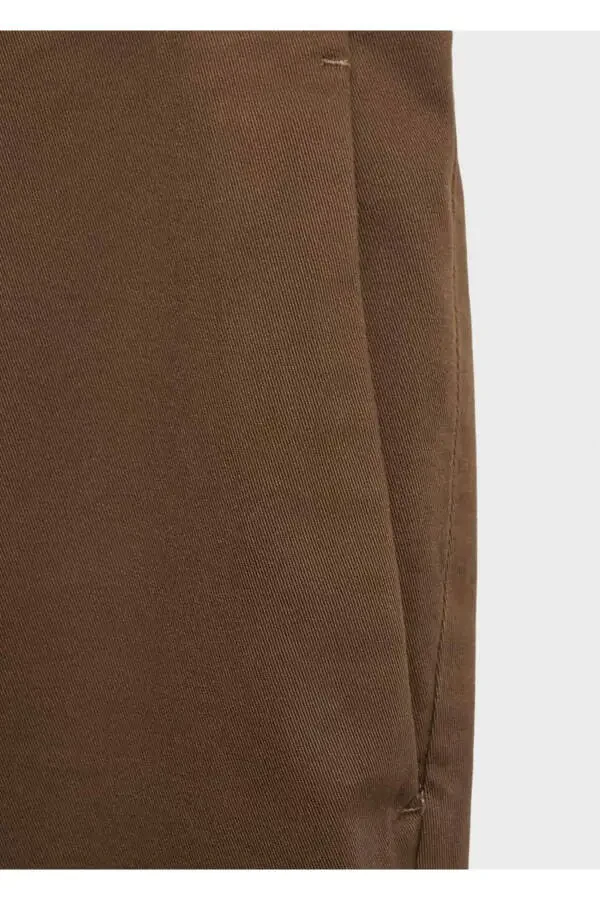 Dar kesim serj chino pantolon-Kahverengi - 7