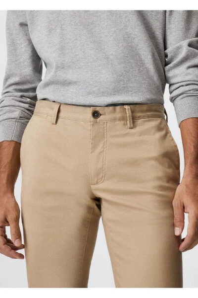 Dar Kesim Serj Chino Pantolon-Bej - 6