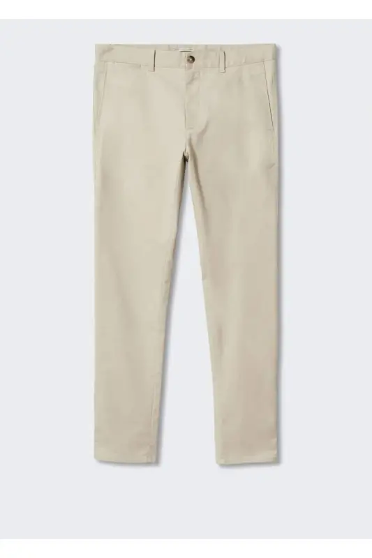 Dar Kesim Serj Chino Pantolon-Açık/Pastel Gri - 3