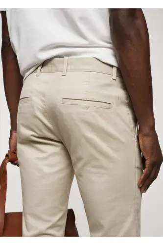 Dar Kesim Serj Chino Pantolon-Açık/Pastel Gri - 6