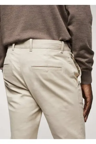 Dar Kesim Serj Chino Pantolon-Açık/Pastel Gri - 8