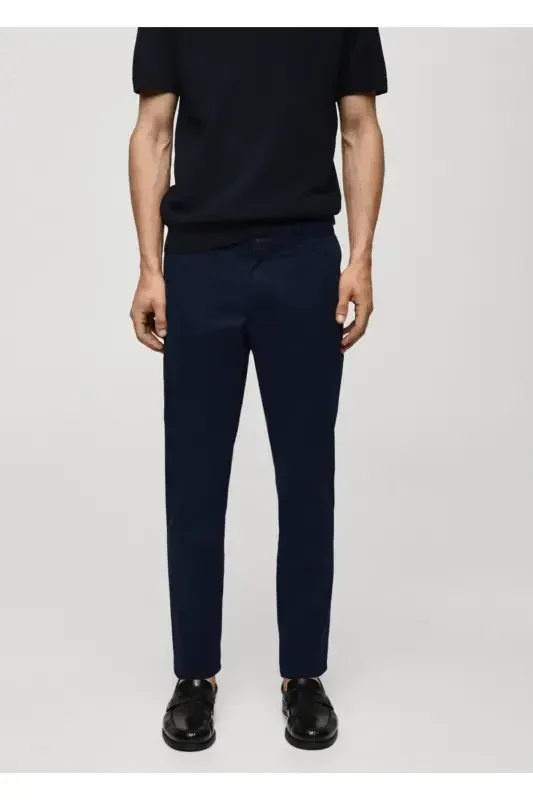 Dar Kesim Serj Chino Pantolon-Lacivert - 1