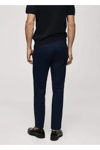 Dar Kesim Serj Chino Pantolon-Lacivert - 4