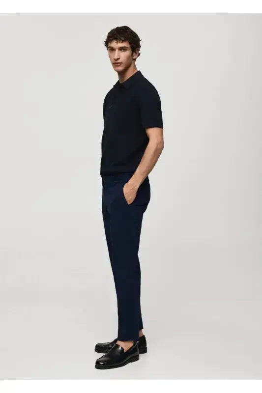 Dar Kesim Serj Chino Pantolon-Lacivert - 8