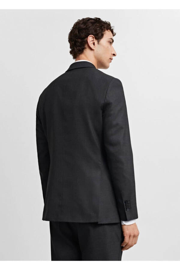 Dar Kesim Soğuk Yün Blazer Ceket - 4