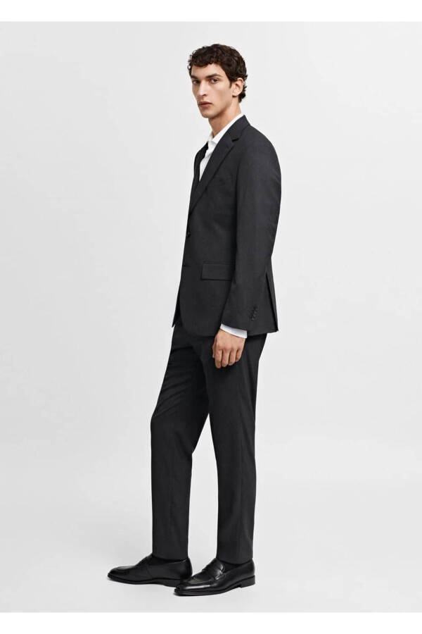 Dar Kesim Soğuk Yün Blazer Ceket - 7