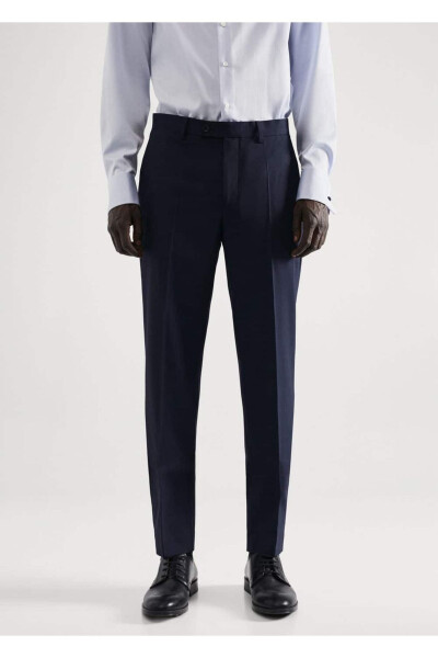 Dar Kesim Streç Kumaştan Kumaş Pantolon - 1