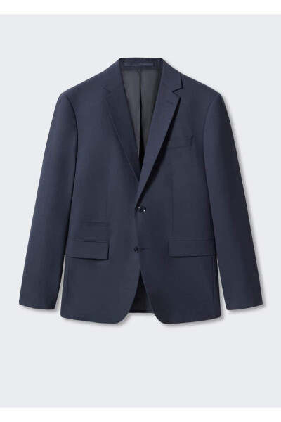 Slim Fit Yün Ceket - Mürekkep Mavisi - 3