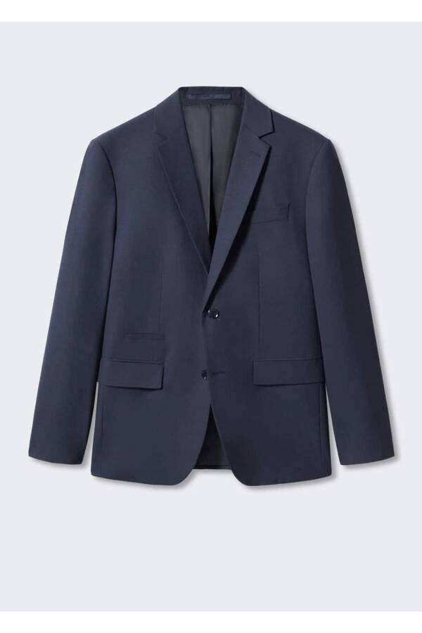 Slim Fit Yün Ceket - Mürekkep Mavisi - 3