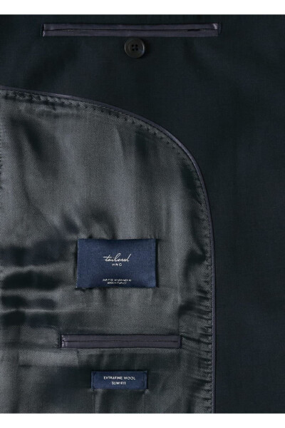 Dar Kesim Yün Blazer Ceket-Lacivert - 7