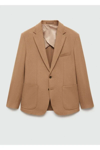 Dar kesim yün blazer ceket - 3