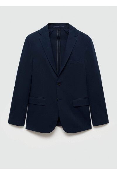 Dar kesimli kalıplı pamuklu blazer ceket - 3