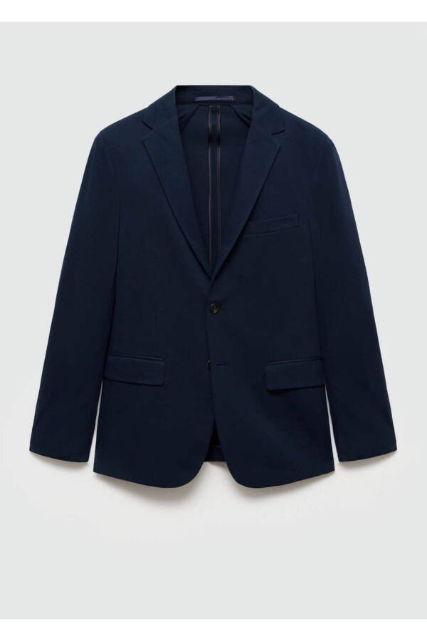 Dar kesimli kalıplı pamuklu blazer ceket - 3