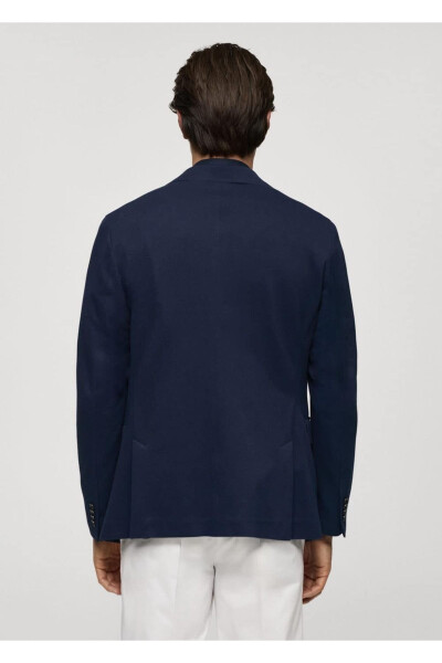 Dar kesimli kalıplı pamuklu blazer ceket - 4