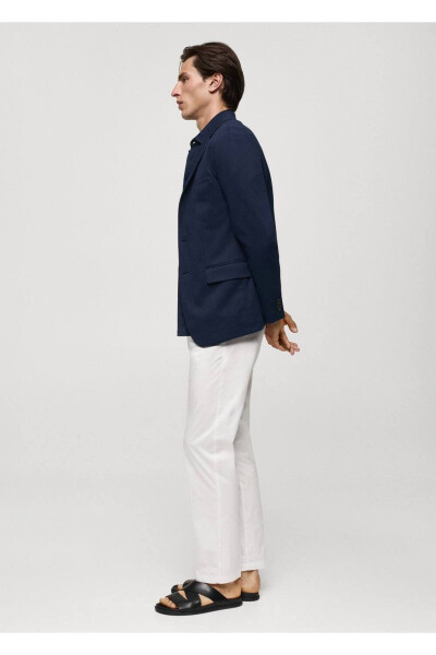 Dar kesimli kalıplı pamuklu blazer ceket - 6