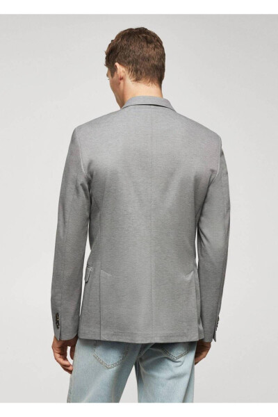 Dar kesimli mini dokuma blazer ceket-Haki Renk - 4