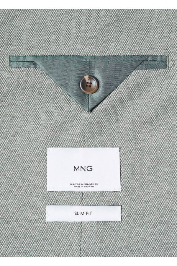 Dar kesimli mini dokuma blazer ceket-Haki Renk - 6