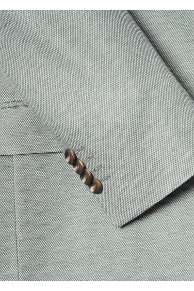 Dar kesimli mini dokuma blazer ceket-Haki Renk - 7