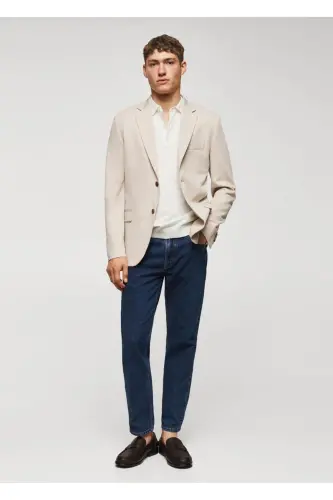 Dar kesimli mini dokuma blazer ceket-Kum Beji - MANGO MAN (1)