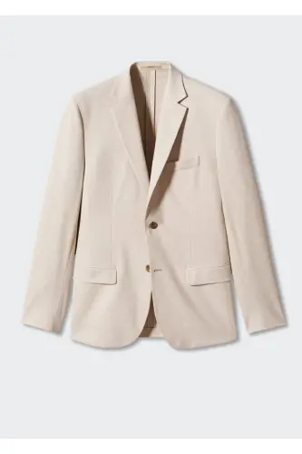 Dar kesimli mini dokuma blazer ceket-Kum Beji - 3