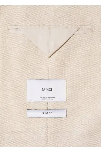 Dar kesimli mini dokuma blazer ceket-Kum Beji - 6