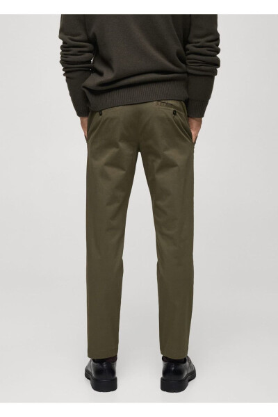 Tapered kesim pamuklu cropped pantolon-Donuk Yeşil - 5