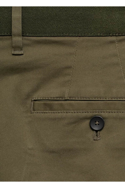 Tapered kesim pamuklu cropped pantolon-Donuk Yeşil - 7