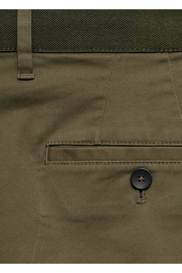 Tapered kesim pamuklu cropped pantolon-Donuk Yeşil - 7