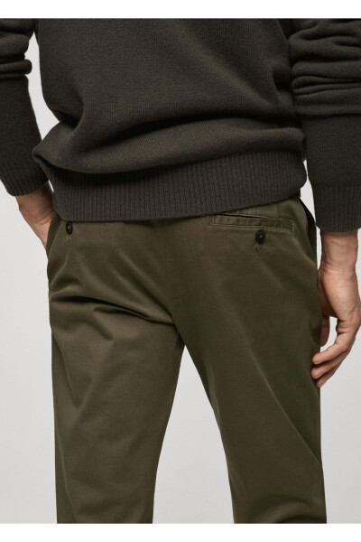 Tapered kesim pamuklu cropped pantolon-Donuk Yeşil - 8