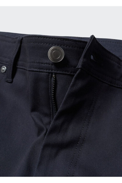 Dar kesimli serj pamuklu pantolon-Lacivert - 7