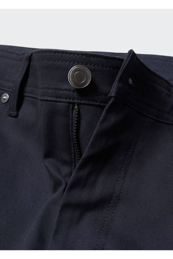 Dar kesimli serj pamuklu pantolon-Lacivert - 7