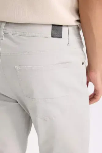 Yazlık Gabardin Chino Kanvas Pantolon Slim Fit Dar Kesim Dar Paça Cepli-Açık Gri - 2