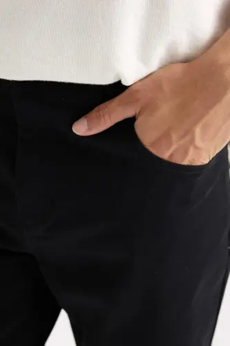 Dar Paça Gabardin Chino Kanvas Pantolon Siyah - 1