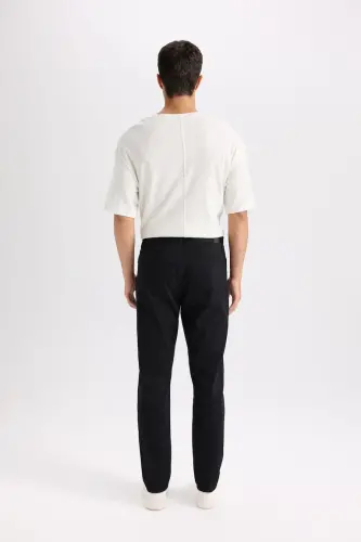 Dar Paça Gabardin Chino Kanvas Pantolon Siyah - 3