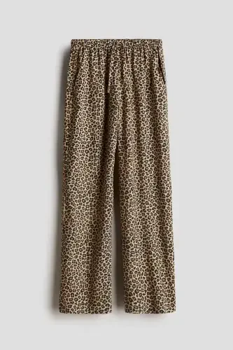 Pull-on Pantolon-Bej/Leopar desenli - 1