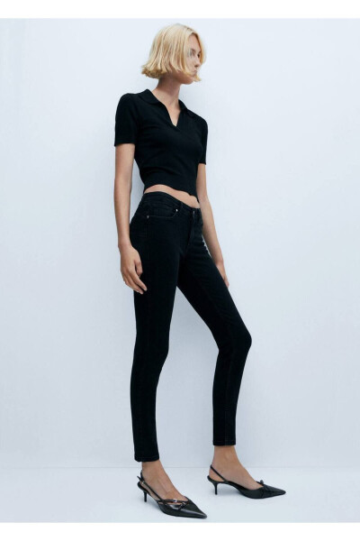 Skinny push-up jean - Siyah denim - 5