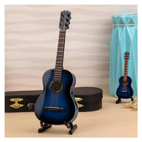 DARBUT Musiqiy Asbob Model Mini Klassik Gitara Yog'och Miniatur Gitara Model Musiqiy Asbob Gitara Dekori Yotoqxona Dekori (Rang: 02, O'lcham: 16CM) - 2