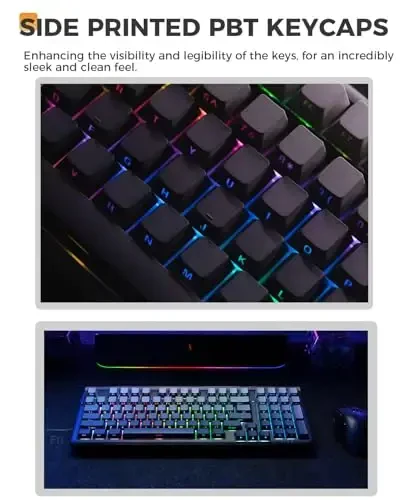 DAREU EK98PRO Wireless Mechanical Keyboard, Gasket Hot Swappable Custom, Pre-lubed Linear Switches, Side Printed PBT Keycaps, BT5.0/2.4GHz/USB-C, RGB Backlit Gaming Keyboard for Win/Mac - 6