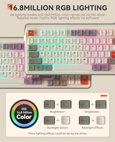 DAREU EK98pro Wireless Mechanical Keyboard,Tri-Mode BT/2.4GHz/USB-C Creamy Gaming Keyboard with Number Pad,Pre-lubed Linear Switches,Gasket Structure,Hot Swappable Custom,RGB Backlit for Win/Mac - 4