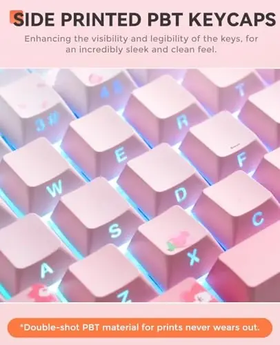 DAREU EK98pro Sakura Pink Wireless Mechanical Keyboard,Tri-Mode BT/2.4GHz/USB-C Creamy Gaming Keyboard with Number Pad,Gasket Structure,Hot Swappable Custom,RGB Backlit for Win/Mac - 5