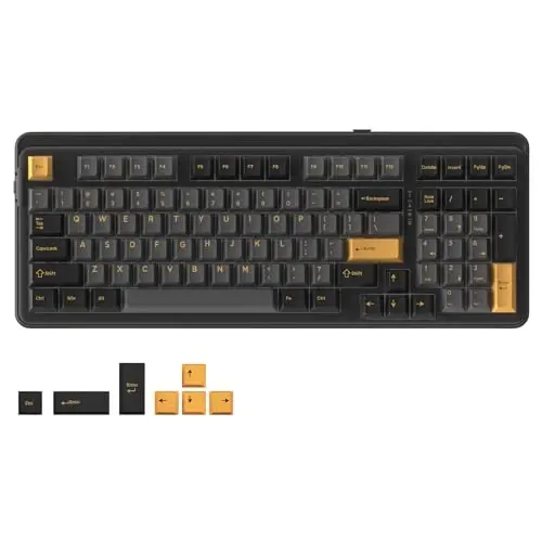 DAREU EK98pro simsiz mexanik klaviatura, 96% kremli oʻyin klaviaturasi raqamli panel bilan, Tri-Mode BT/2.4GHz/USB-C, oldindan moylangan chiziqli kommutatorlar, qistirma tuzilishi, issiq almashtiriladigan maxsus, Win/Mac uchun yoritilgan - 1