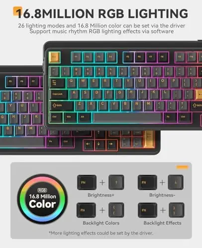 DAREU EK98pro simsiz mexanik klaviatura, 96% kremli oʻyin klaviaturasi raqamli panel bilan, Tri-Mode BT/2.4GHz/USB-C, oldindan moylangan chiziqli kommutatorlar, qistirma tuzilishi, issiq almashtiriladigan maxsus, Win/Mac uchun yoritilgan - 4