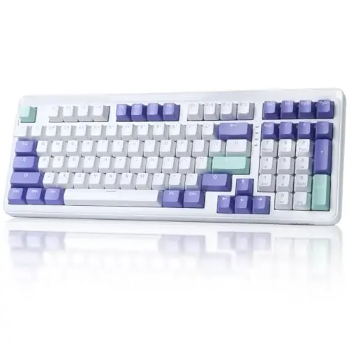 DAREU EK98pro simsiz mexanik klaviatura, Gasket issiq almashtiriladigan maxsus tuzilma, krem bilan oldindan moylangan chiziqli kalitlar, PBT kalpaklar, BT5.0/2.4GHz/USB-C, Win/Mac uchun RGB yoritilgan oʻyin klaviaturasi 