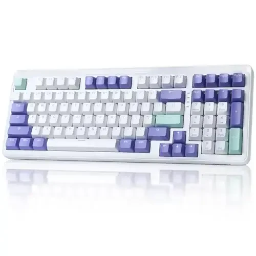 DAREU EK98pro simsiz mexanik klaviatura, Gasket issiq almashtiriladigan maxsus tuzilma, krem bilan oldindan moylangan chiziqli kalitlar, PBT kalpaklar, BT5.0/2.4GHz/USB-C, Win/Mac uchun RGB yoritilgan oʻyin klaviaturasi - DAREU