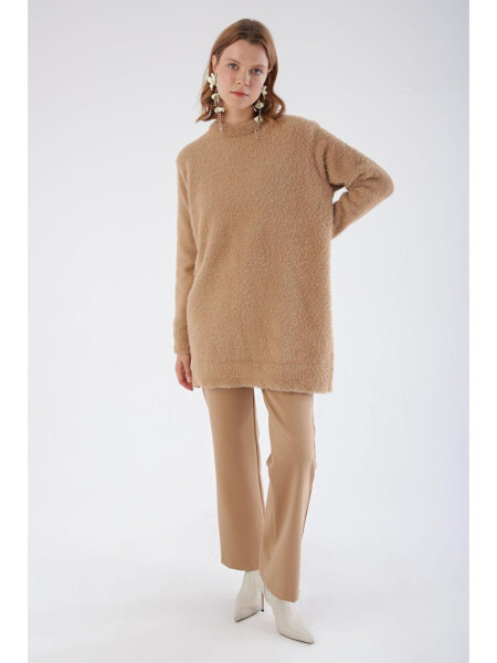 Dark Beige Crew Neck Knit Tunic - 6