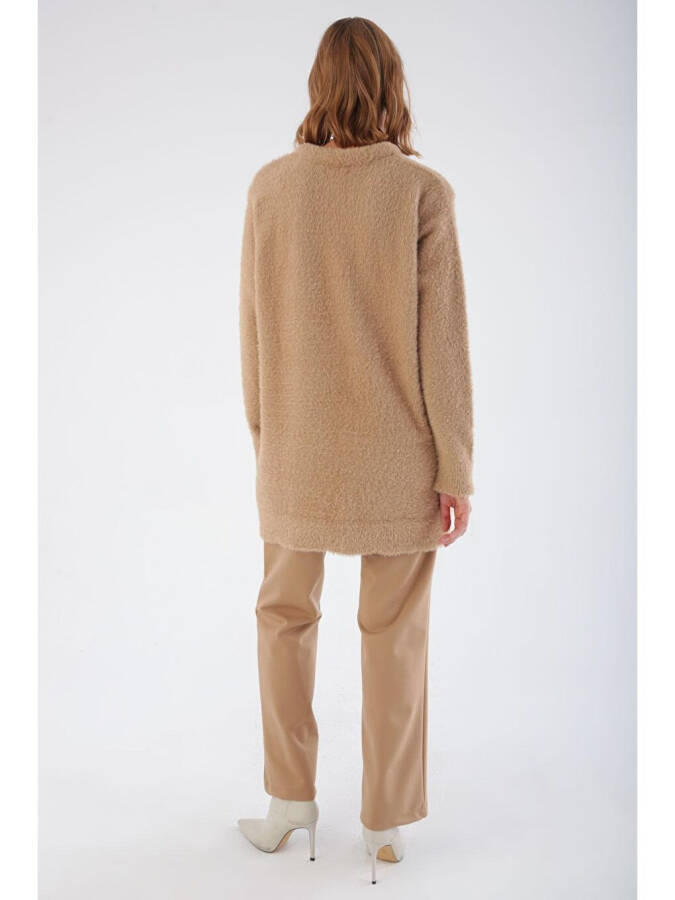 Dark Beige Crew Neck Knit Tunic - 4